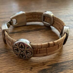 Cork and silver! Add this unique bracelet to your arm party.